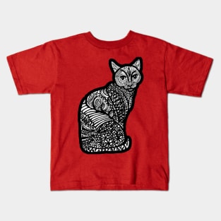 Beautiful Cat - zen doodle style Kids T-Shirt